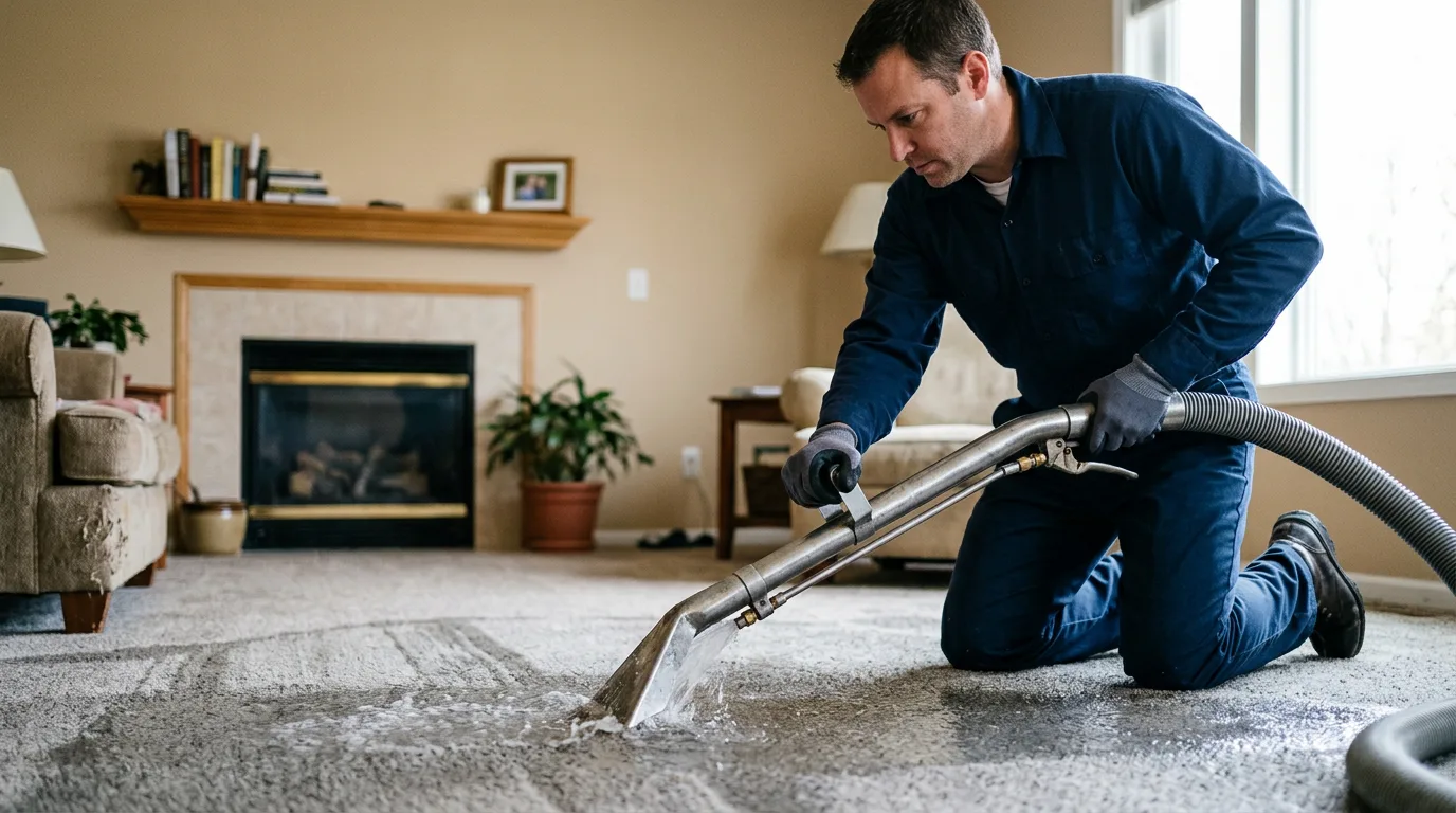 Water damage restoration technician working near Leitchfield, KY